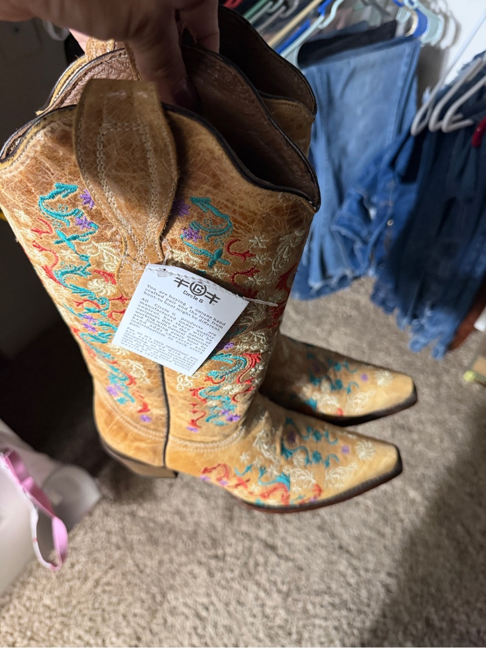 Circle G Tan Embroidered Western Heeled Boots